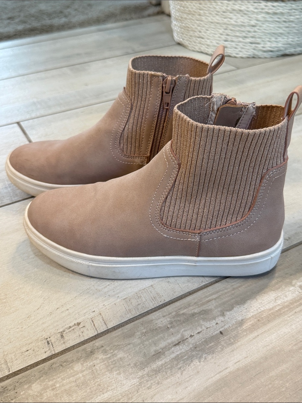 Blush Pink Zip-Up Chelsea Sneaker Boot